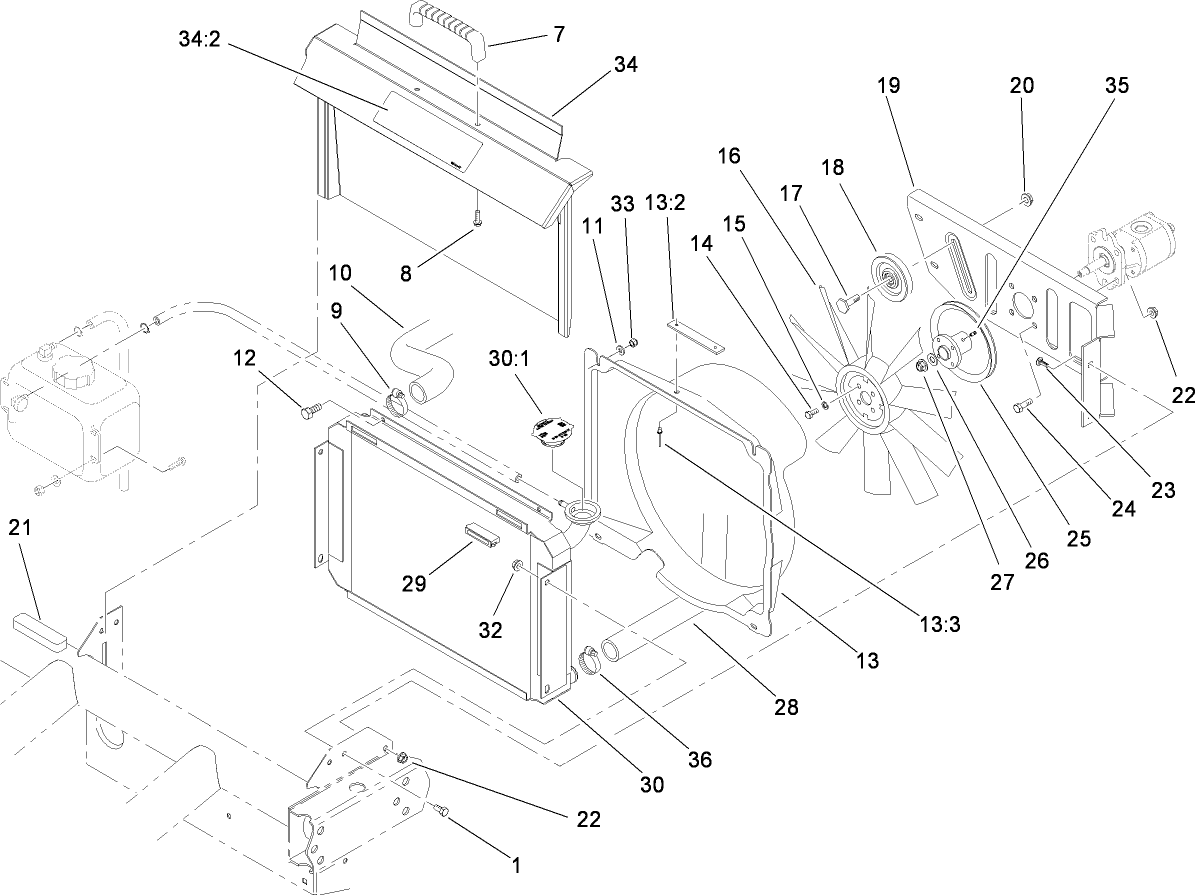 Radiator and Hydraulic Pump Assembly