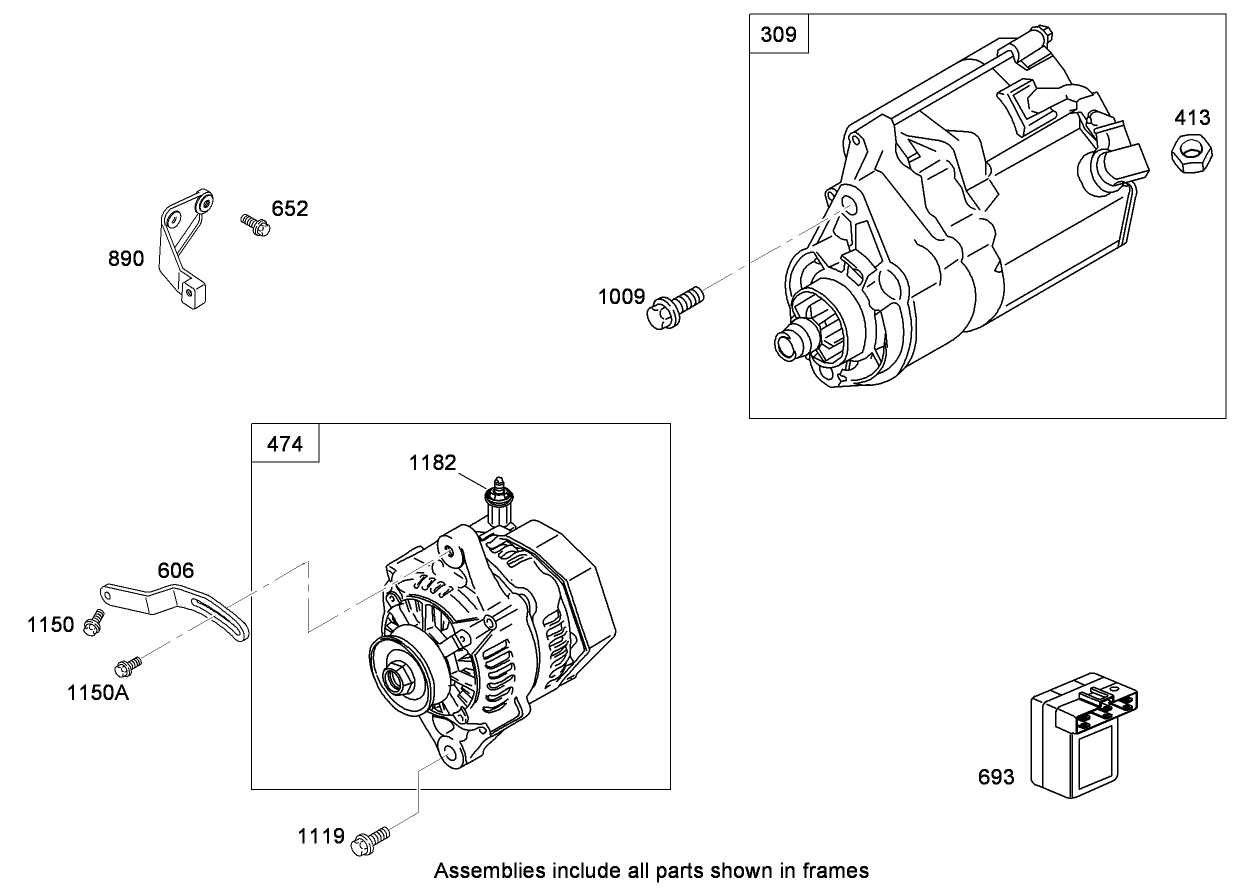 Starter Motor and Alternator Assembly