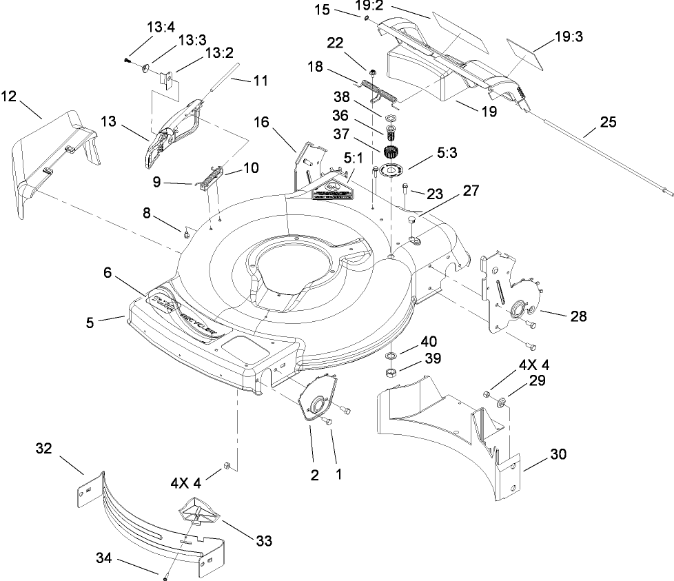 Deck, Side Chute and Rear Door Assembly