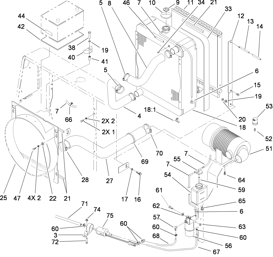 Radiator, Oil Cooler and Air Cleaner Assembly