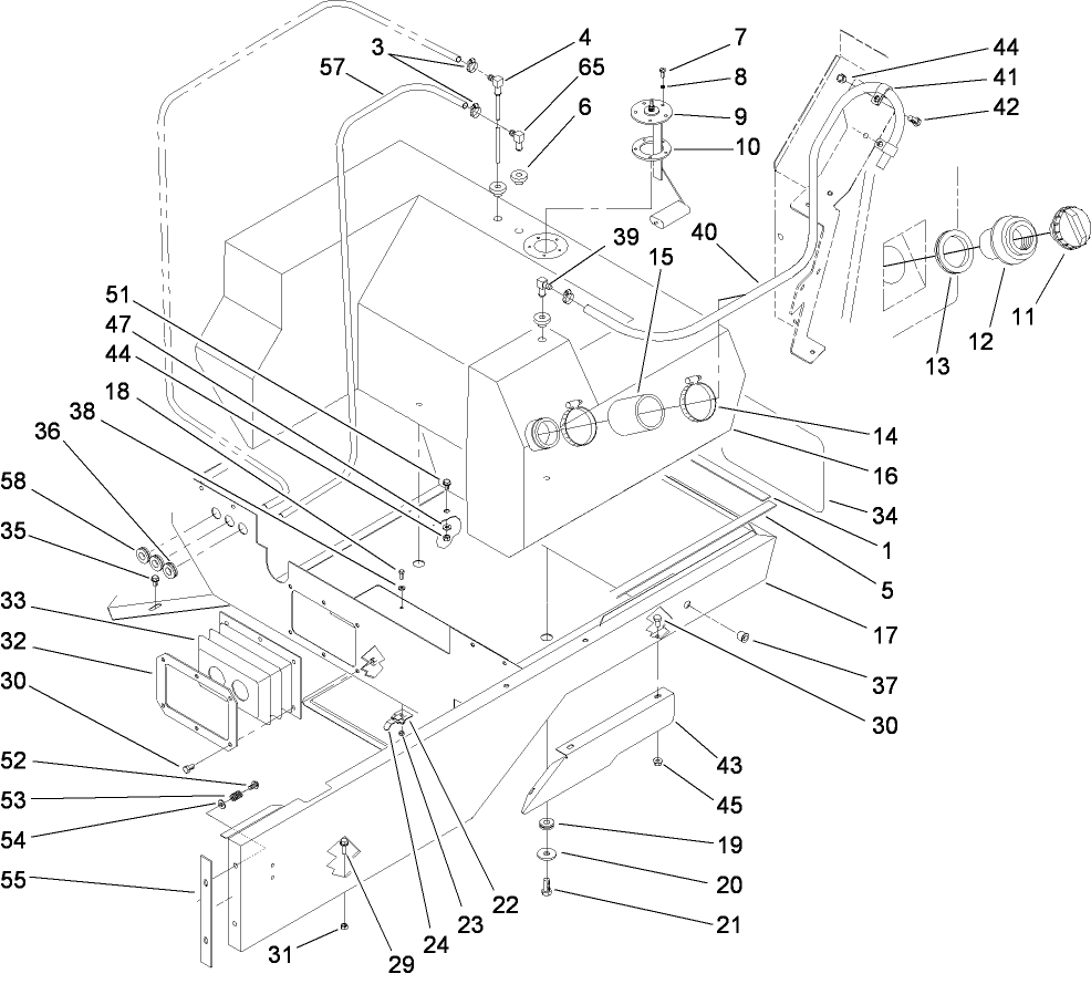 Fuel Tank and Lower Body Assembly