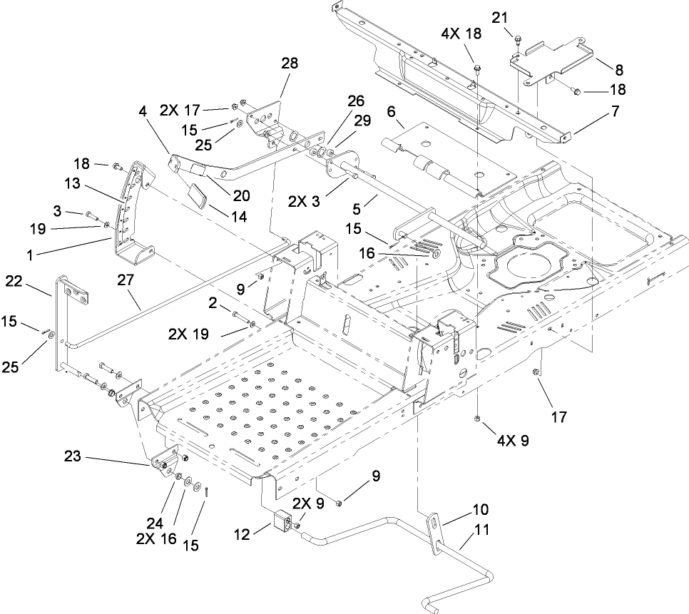Deck Lift and Seat Suppoort Assembly