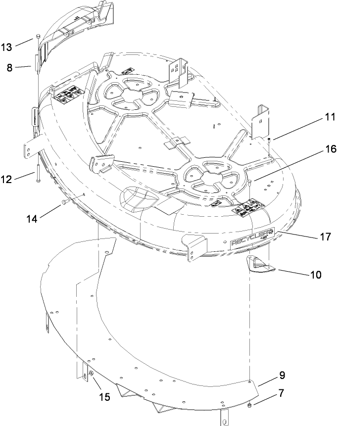 42 Inch Deck Decal and Recycler Assembly