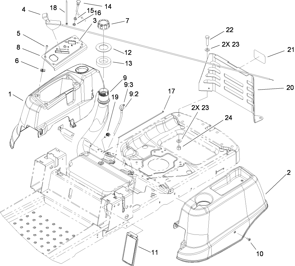 Styling and Fuel System Assembly