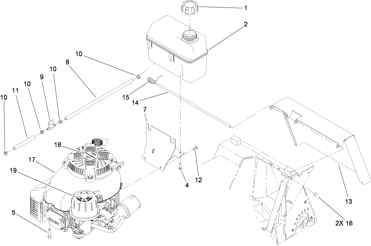 Engine and Fuel Tank Assembly