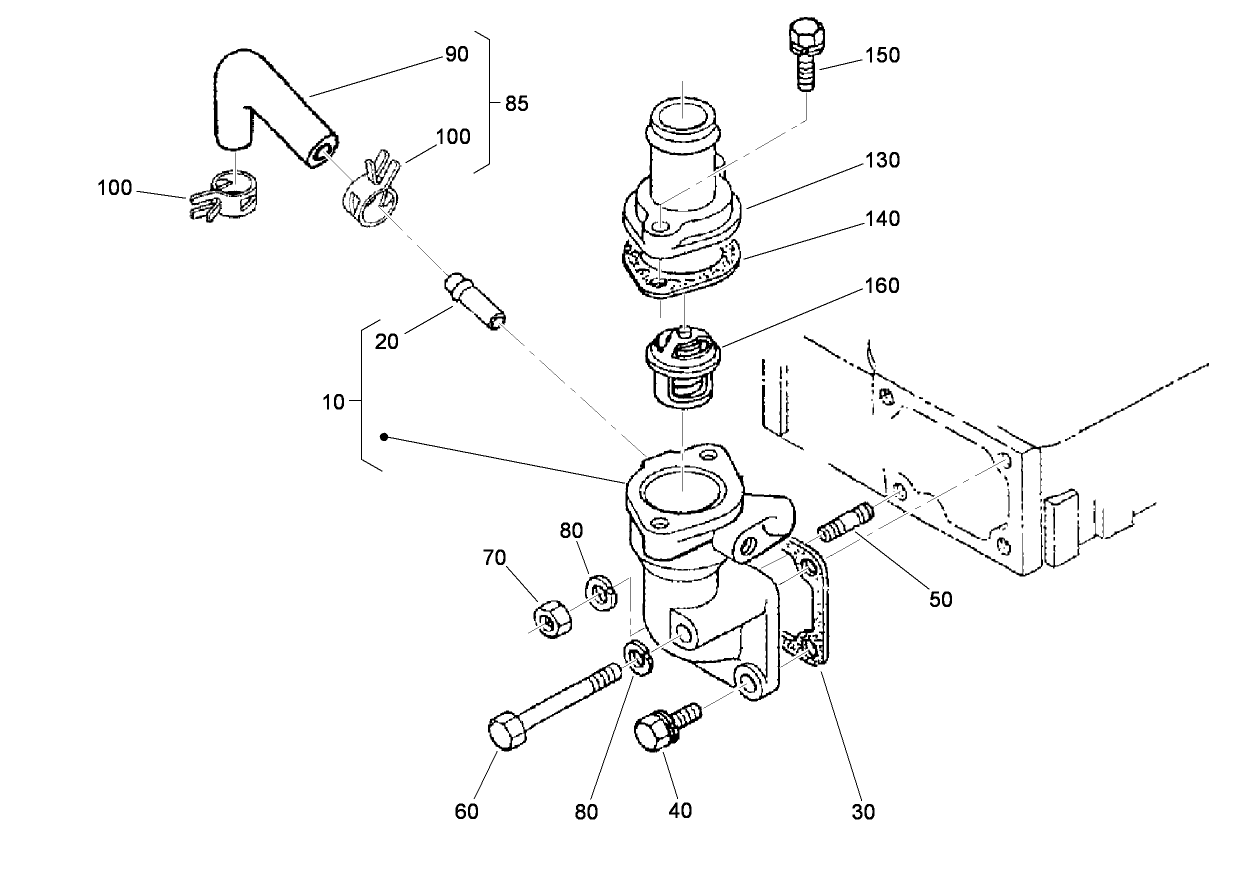 Water Flange and Thermostat Assembly