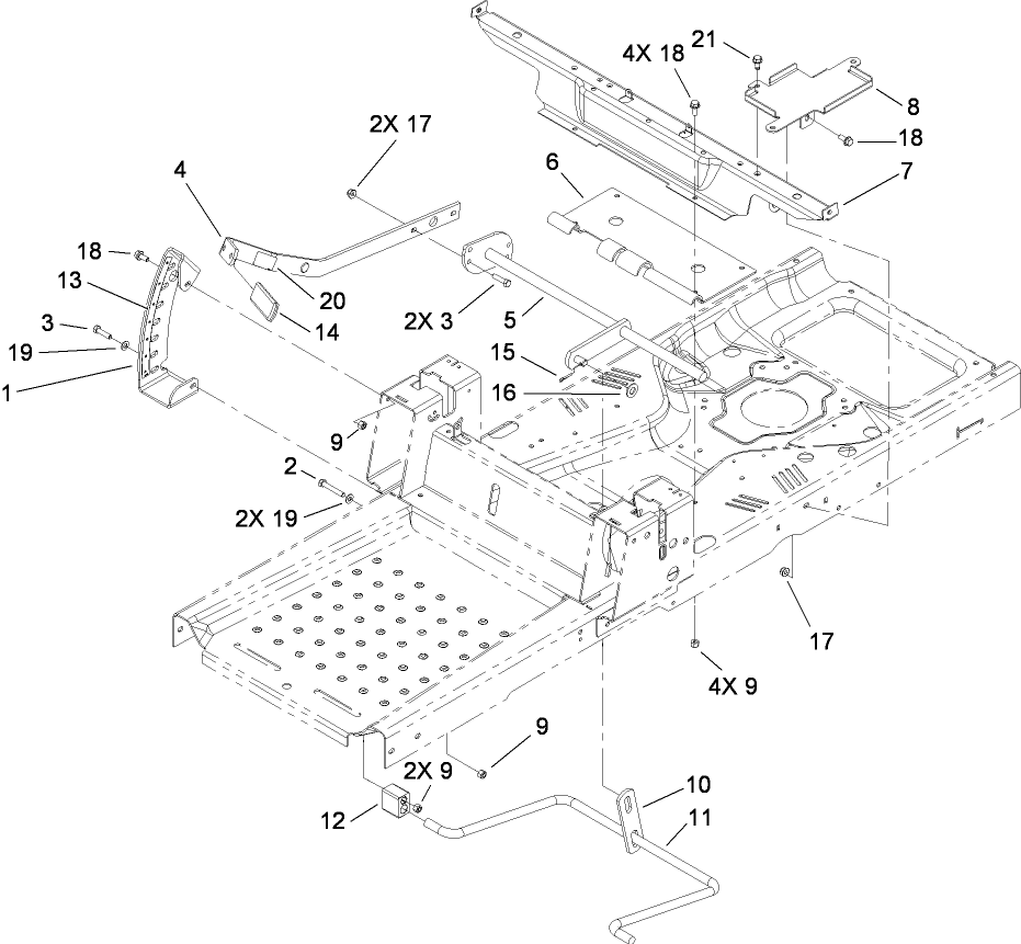 Deck Lift and Seat Support Assembly