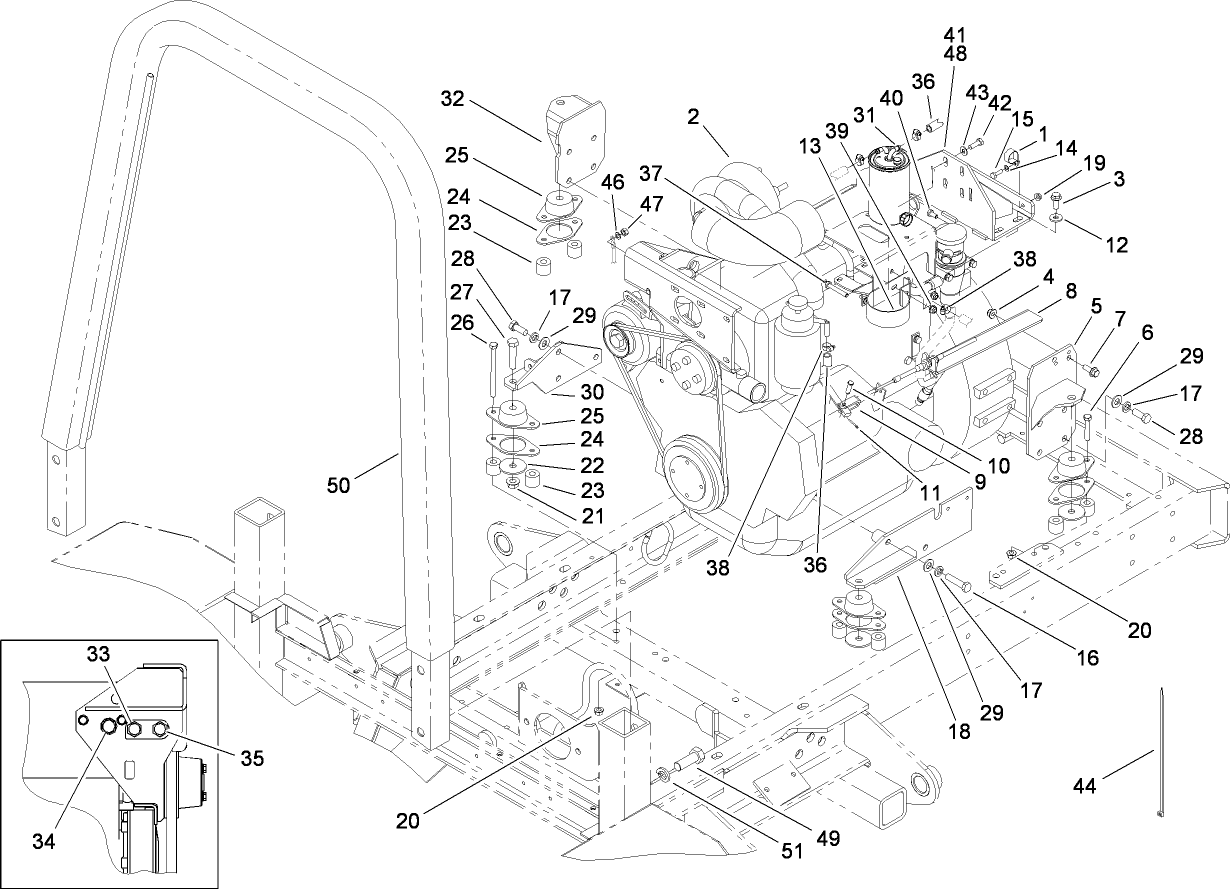 Engine Mounting and  Roll-Over Protection System Assembly