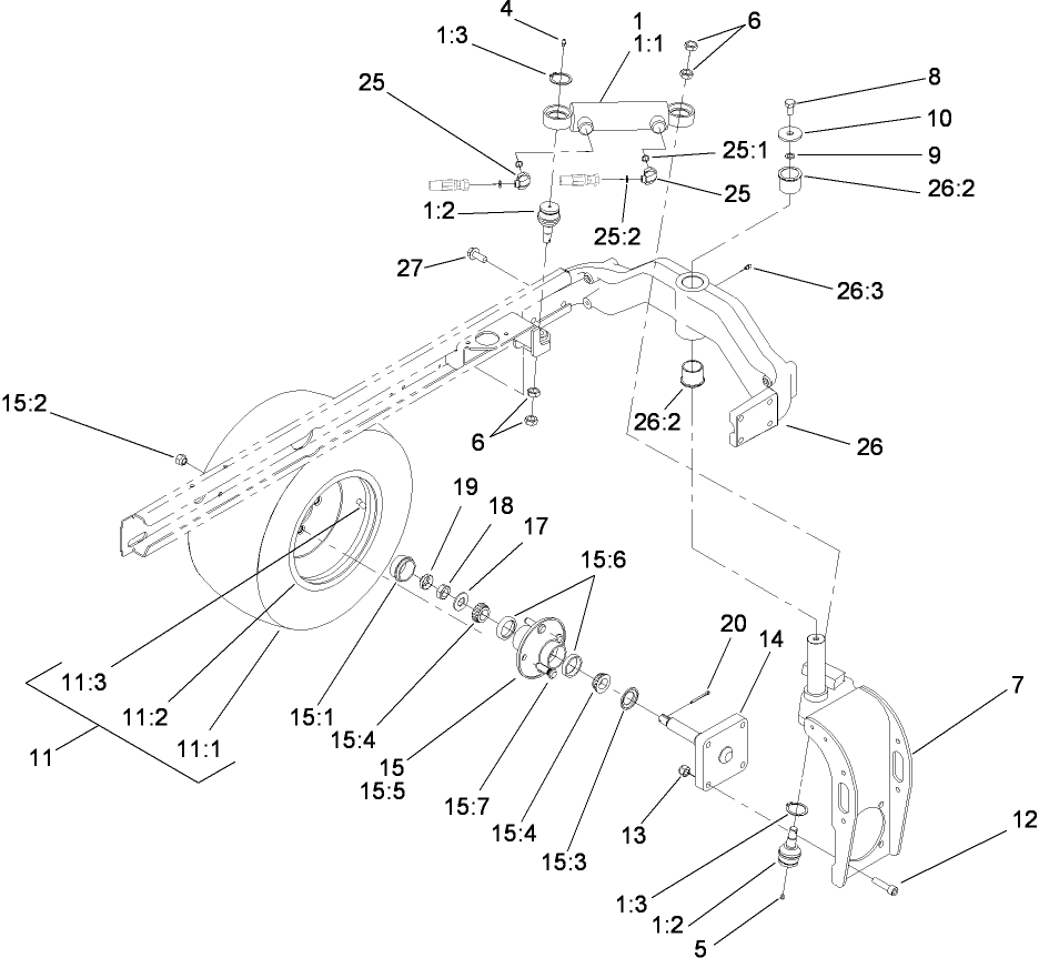 Rear Fork and Tire Assembly