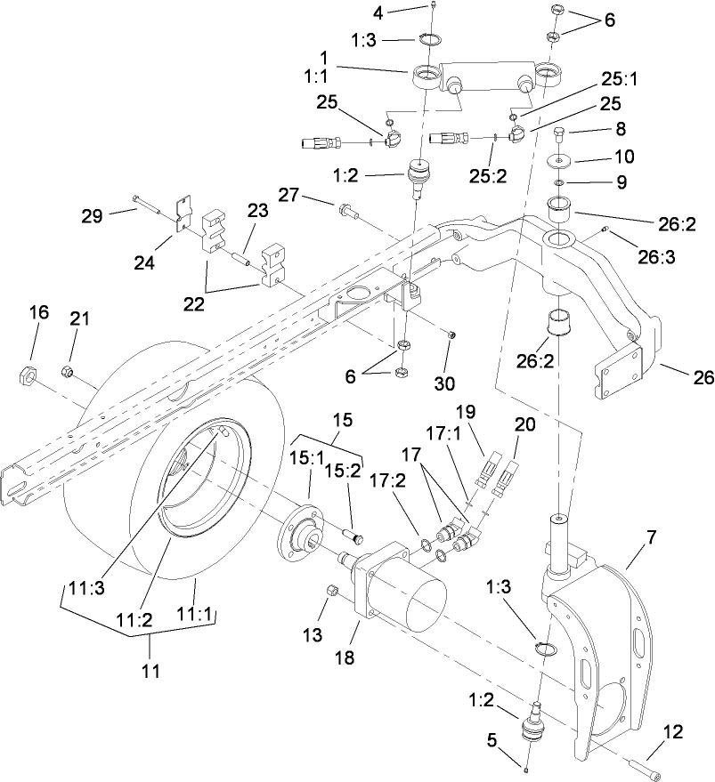 Rear Fork and Tire Assembly