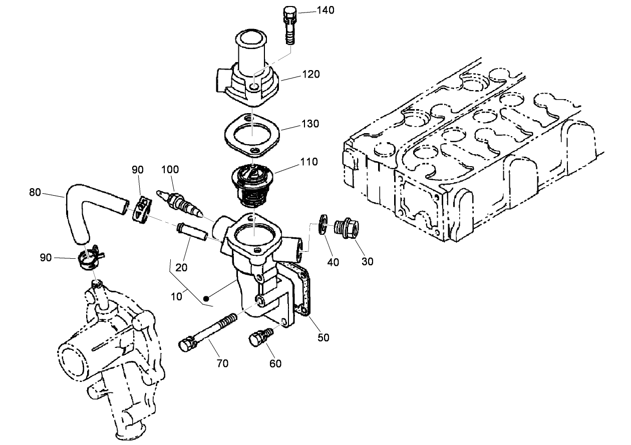 Water Flange and Thermostat Assembly
