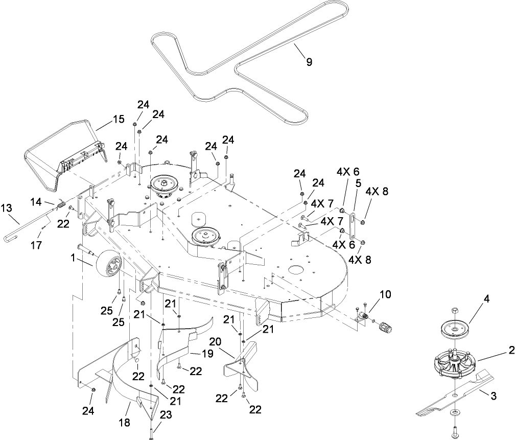 52 Inch Deck and Spindle Assembly