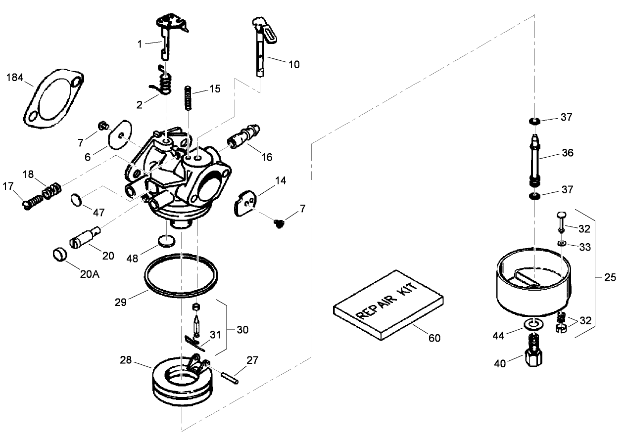 Carburetor Assembly No. 640349 Tecumseh LH318SA-156563H