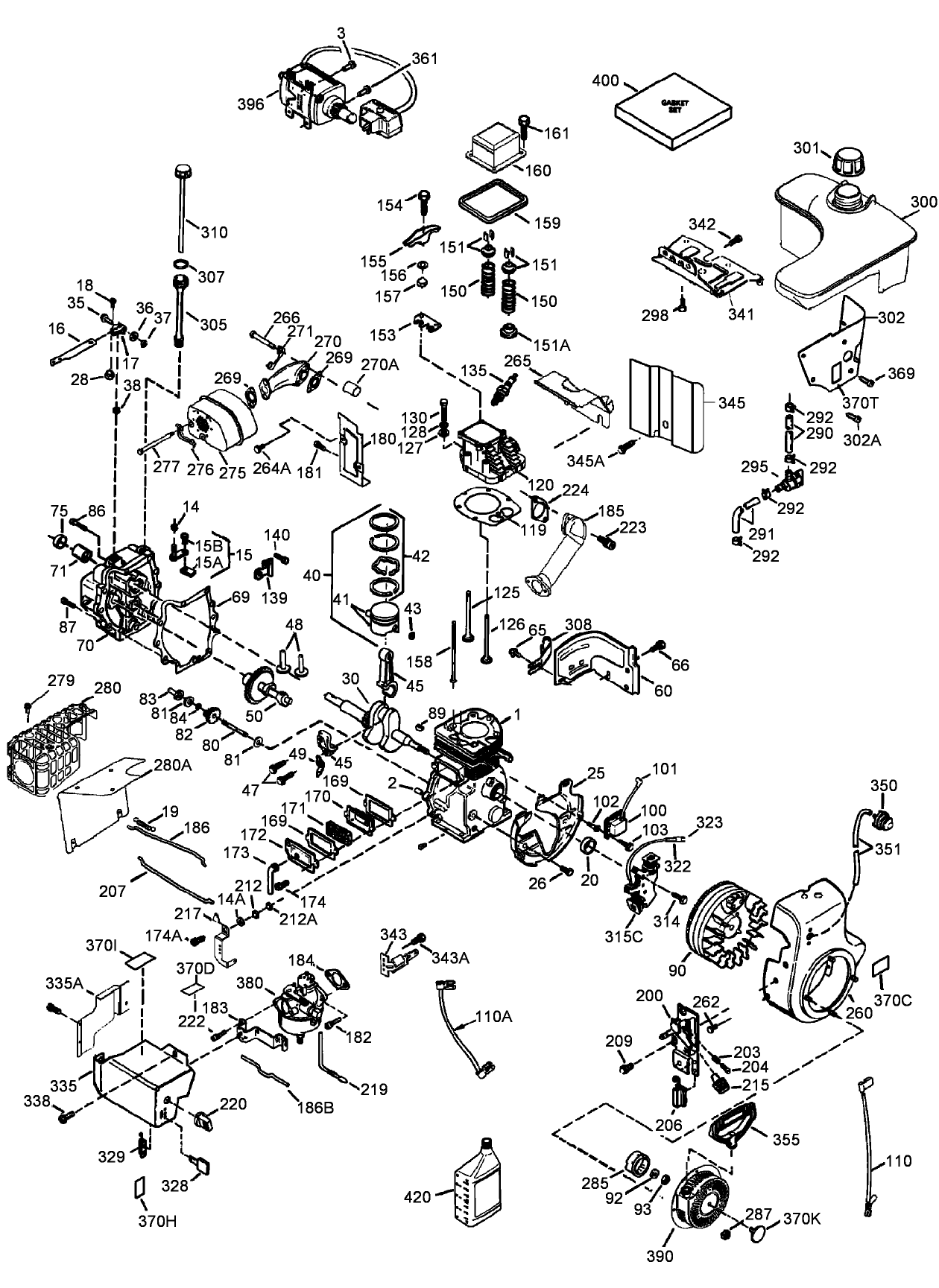 Engine Assembly No. 1 Tecumseh OH318SA-221812B
