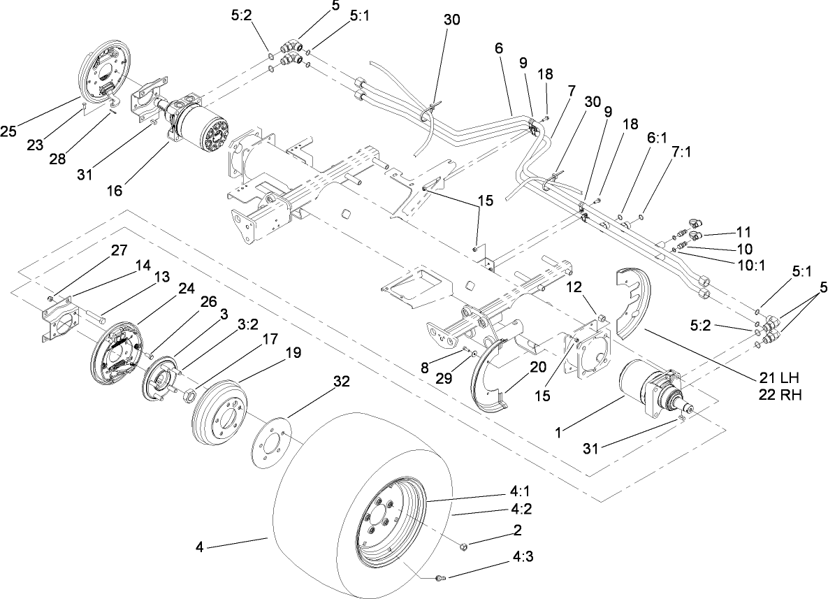 Front Wheel, Brake and Hydraulic Motor Assembly