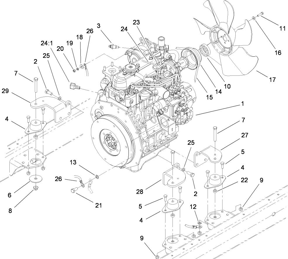 Engine Mounting and Electrical Assembly