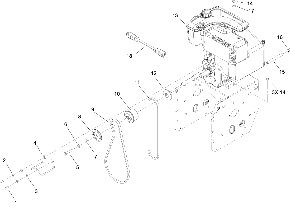Engine and Belt Assembly
