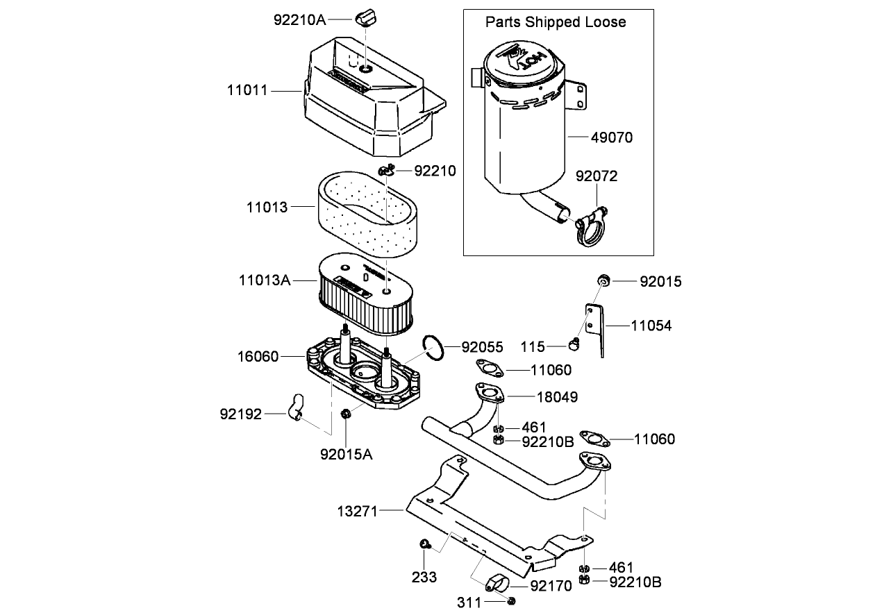 Air Filter and Muffler Assembly