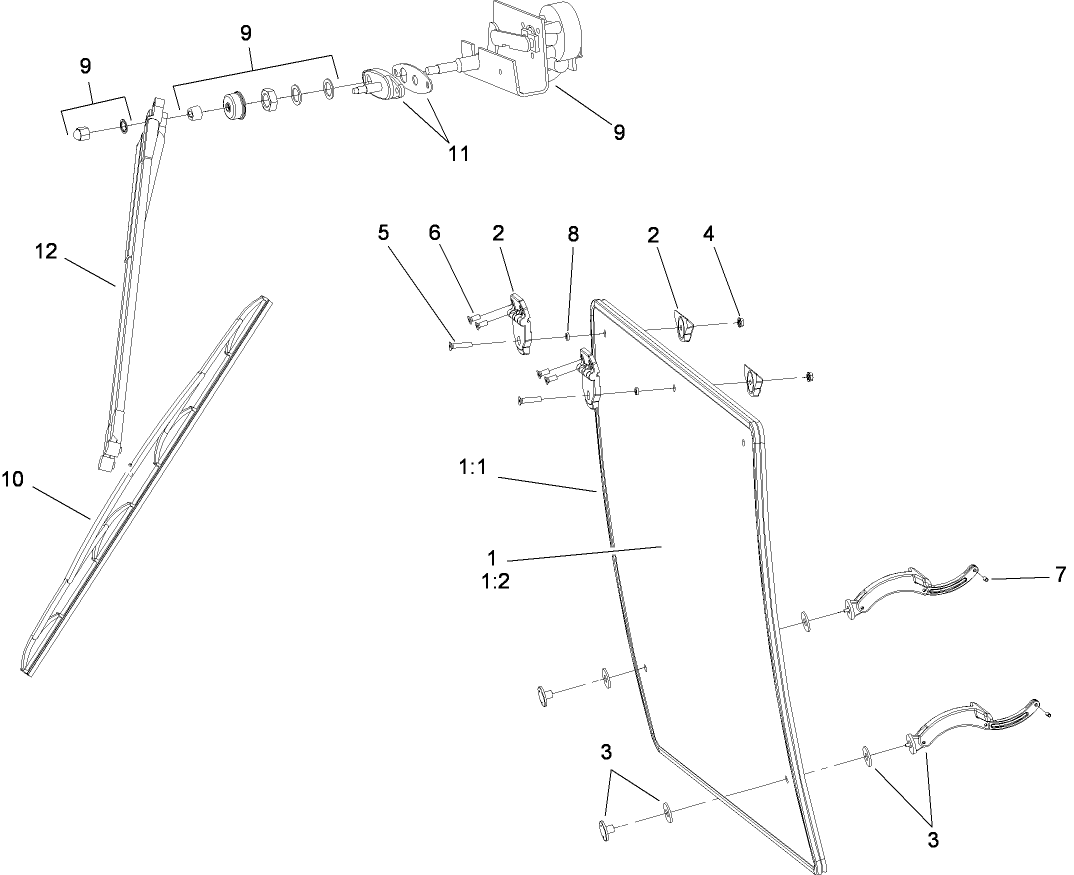 Front/Back Window and Wiper  Cab Assembly