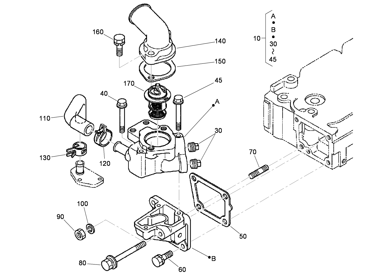 Water Flange and Thermostat Assembly