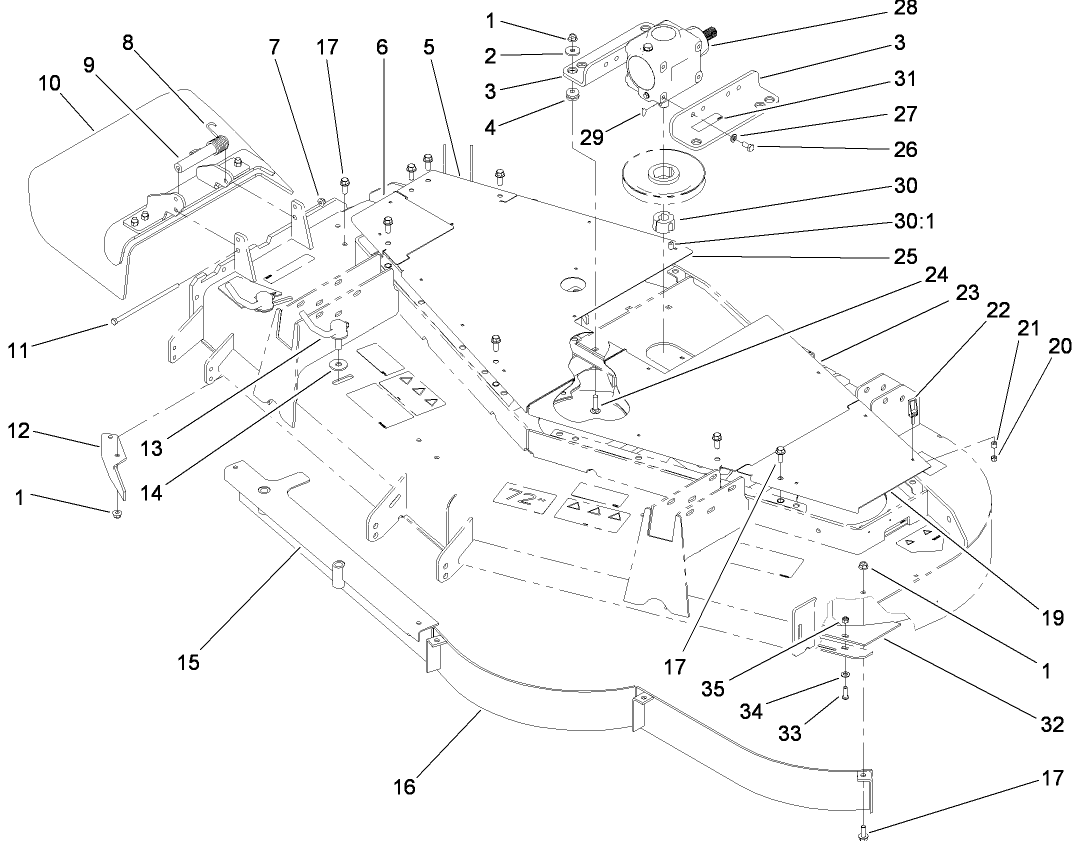 Gearbox, Baffle and Cover Assembly