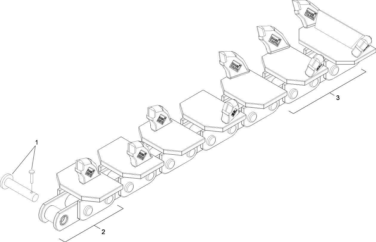 36 Inch x 6 Inch Rock Tooth Chain Assembly