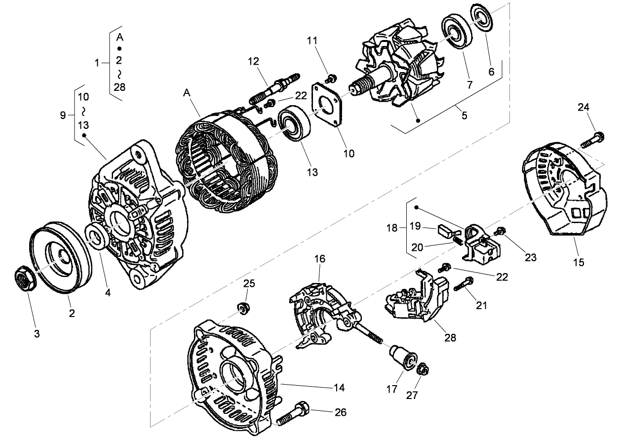 Alternator Components Assembly
