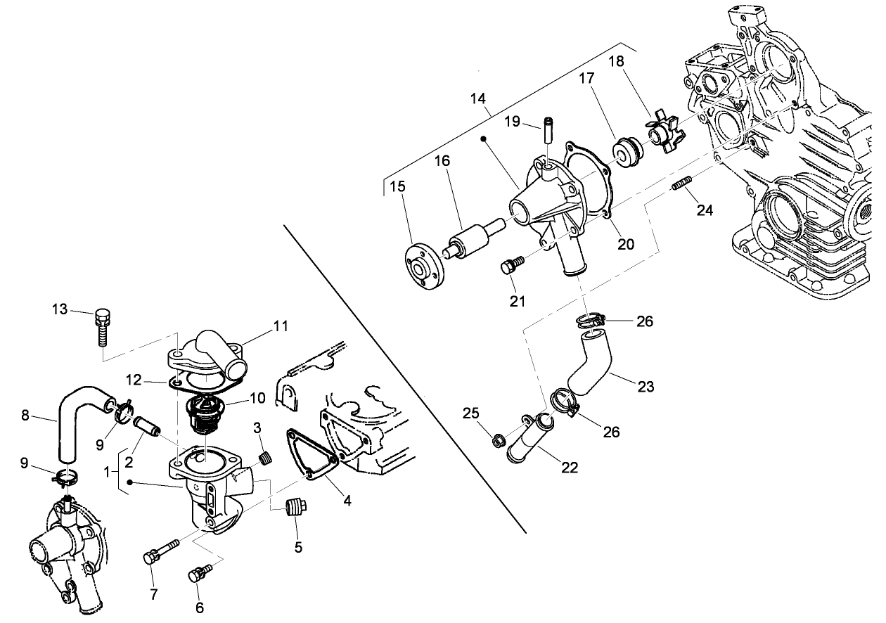 Water Flange and Thermostat Assembly