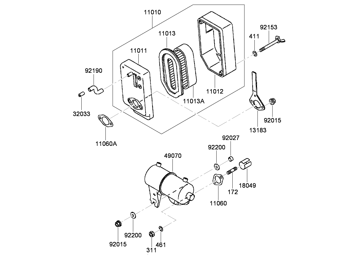 Air Filter and Muffler Assembly