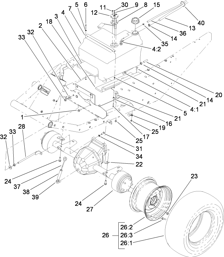 Fuel Tank and Front Axle Assembly