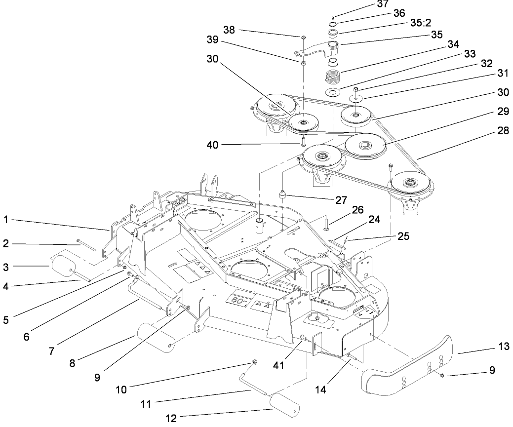 Deck, Roller, Belt and Pulley Assembly