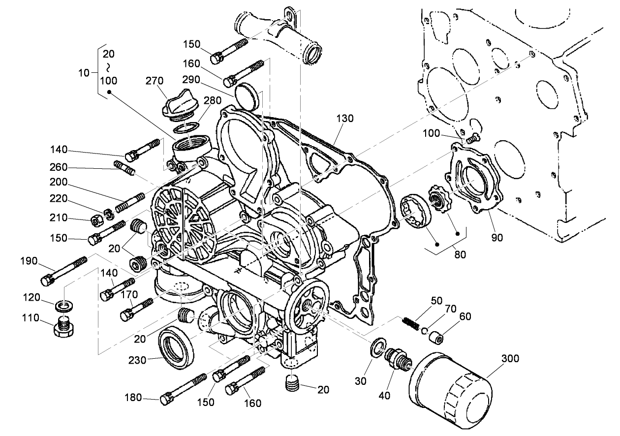 Gear Case and Oil Filter Cartridge Assembly