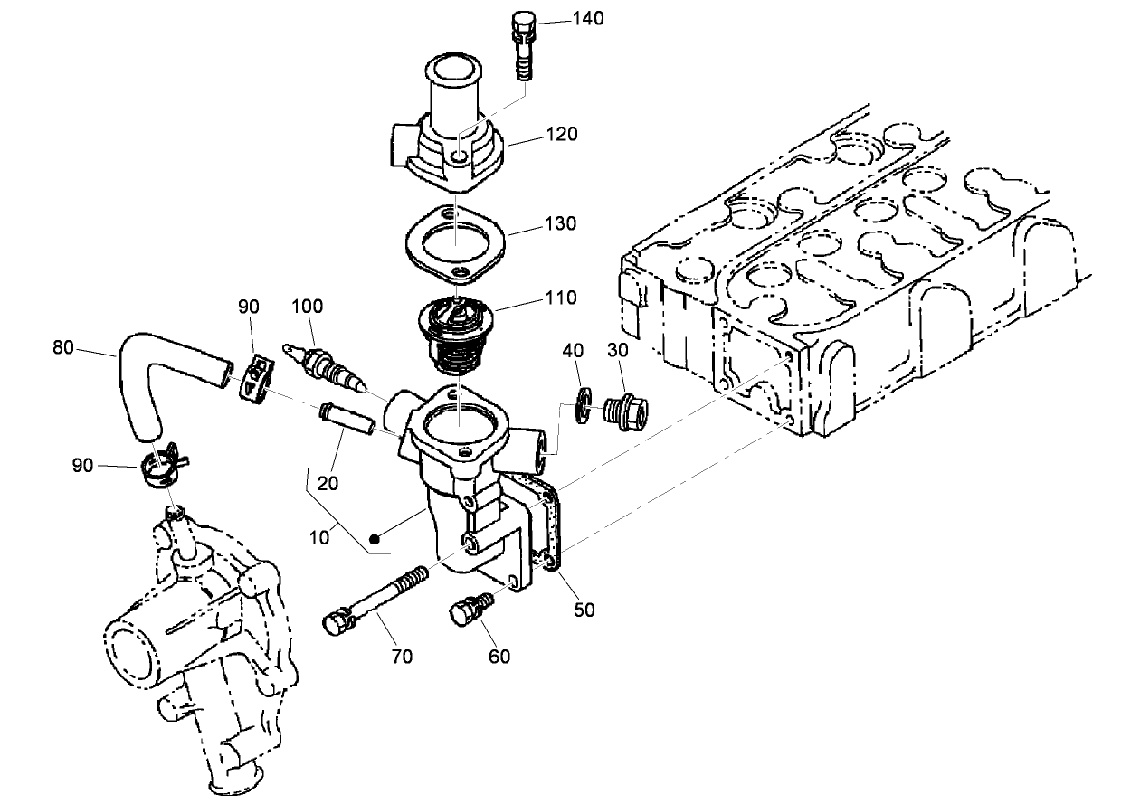 Water Flange and Thermostat Assembly