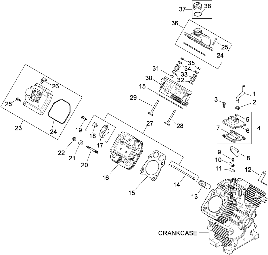 Head, Valve and Breather Assembly  Kohler CH740-3122