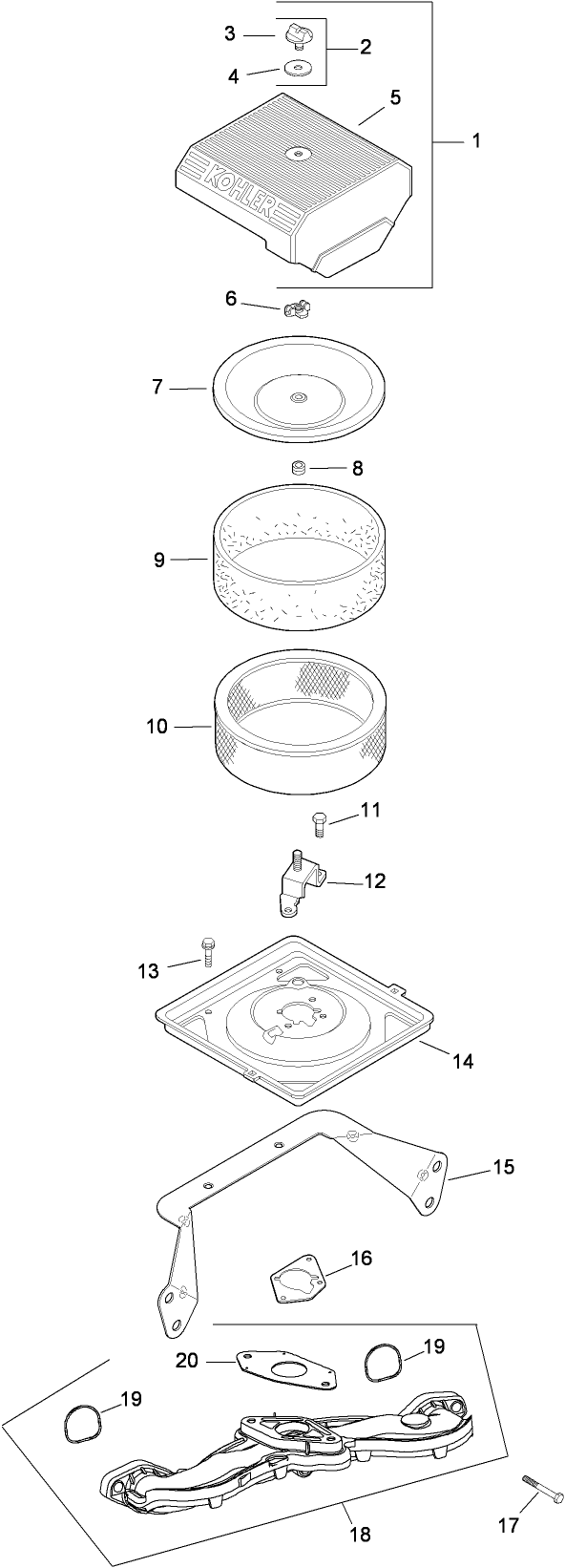 Air Intake and Filtration Assembly  Kohler CH740-3122