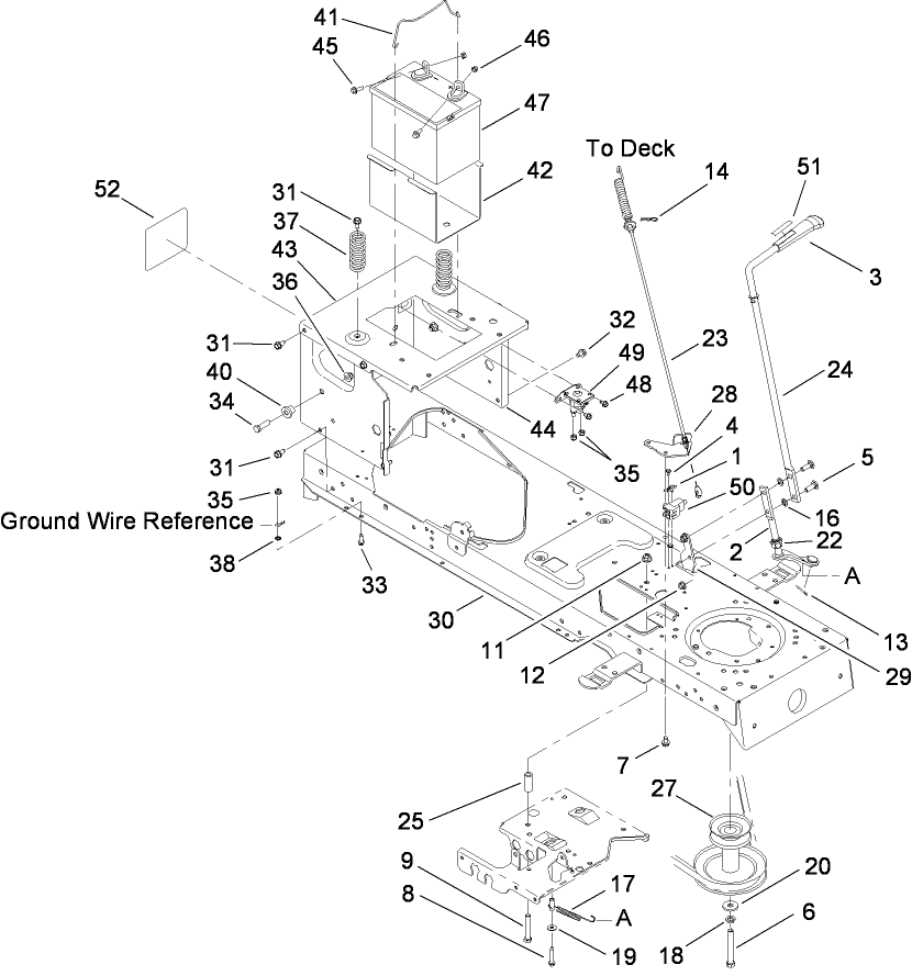 Frame, Battery and PTO Engage Assembly