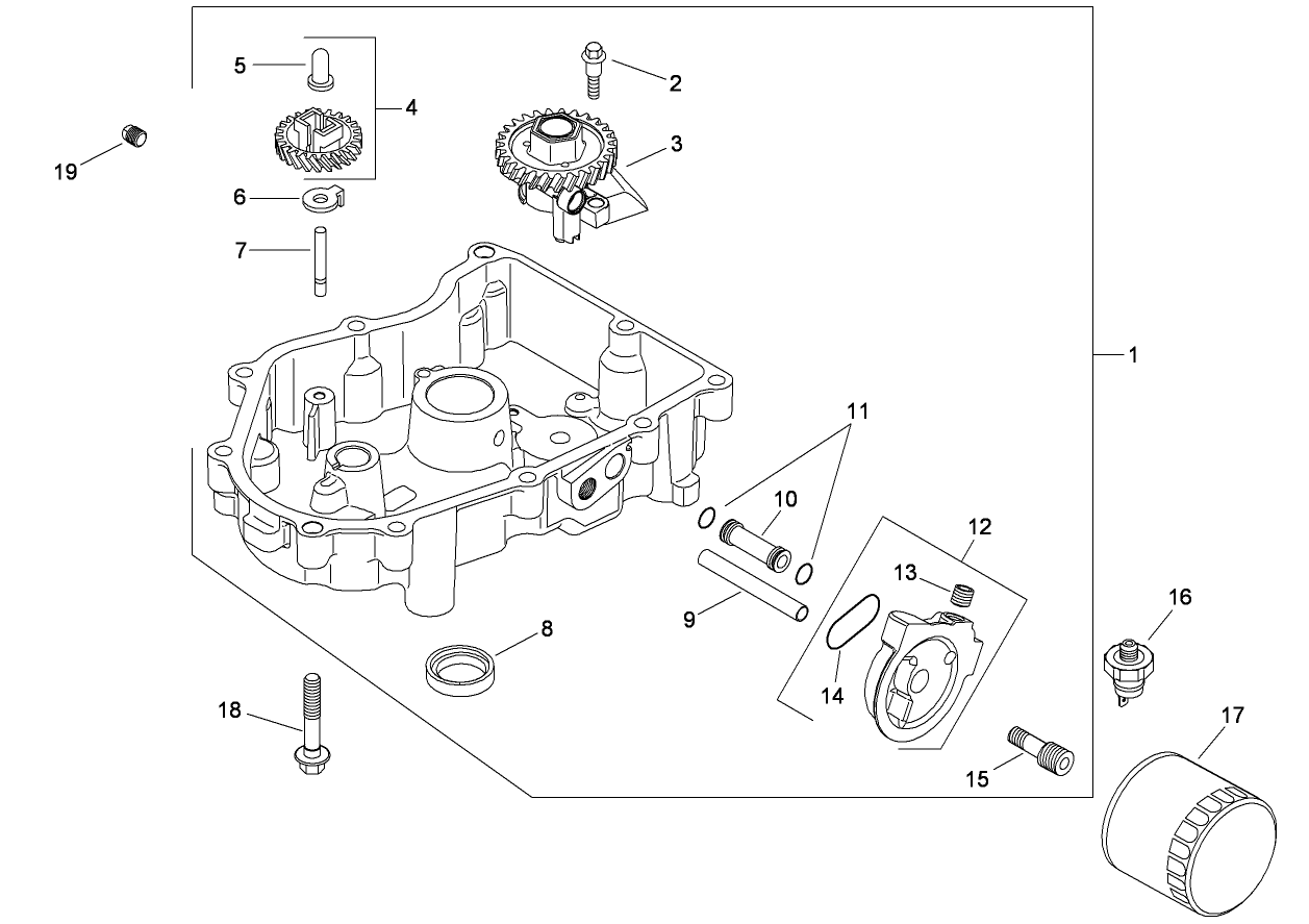 Oil Pan and Lubrication Assembly  Kohler SV830-0014