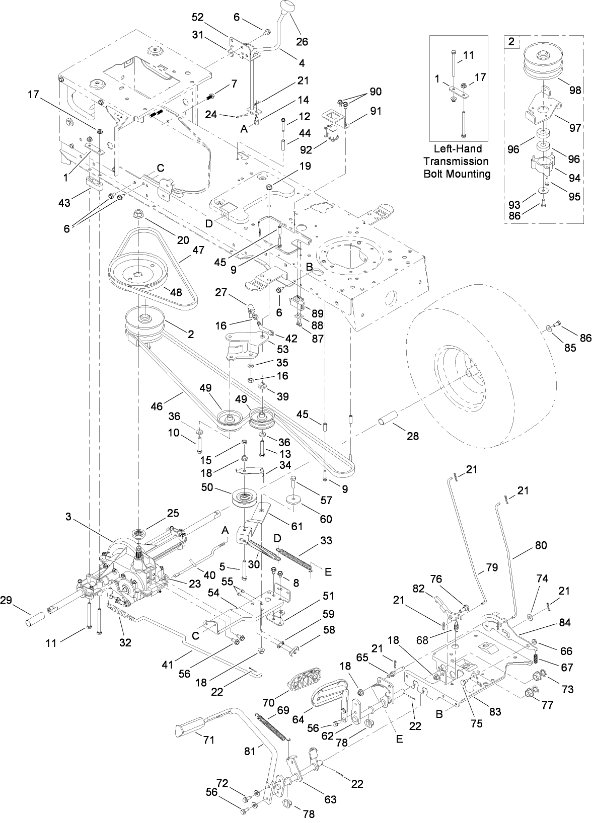 Transmission, Brake and Traction Pedal Assembly