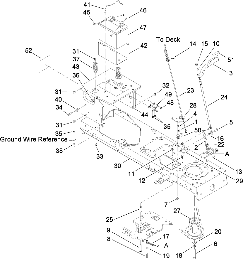Frame, Battery and PTO Engage Assembly