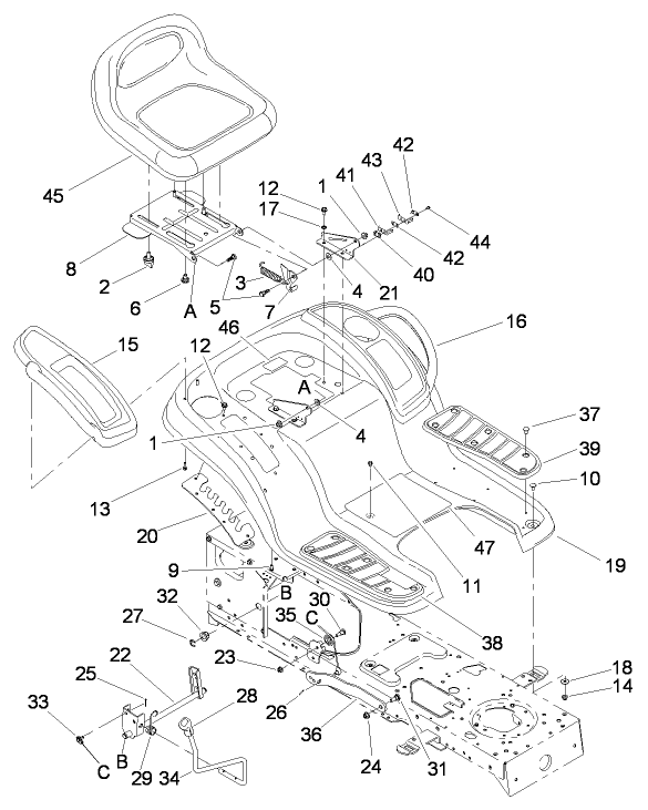 Seat, Fender and Deck Lift Assembly
