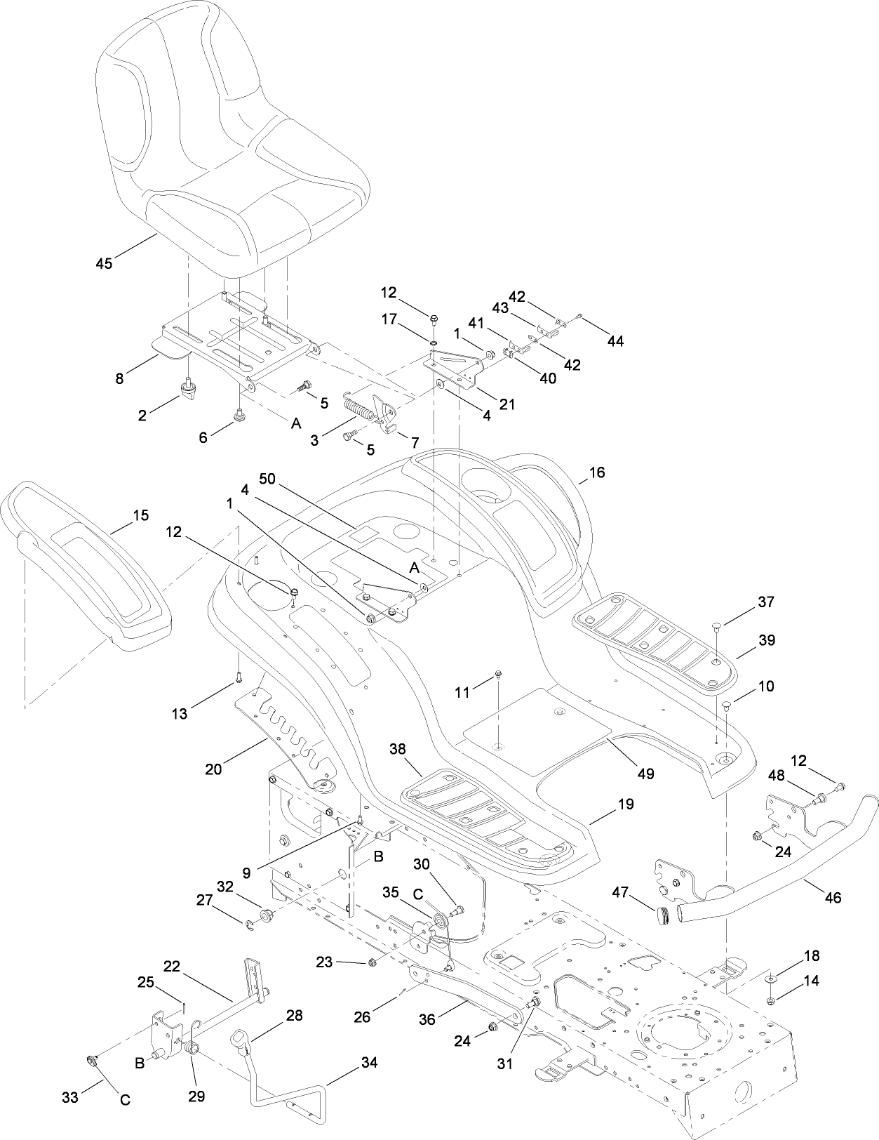 Seat, Fender and Deck Lift Assembly