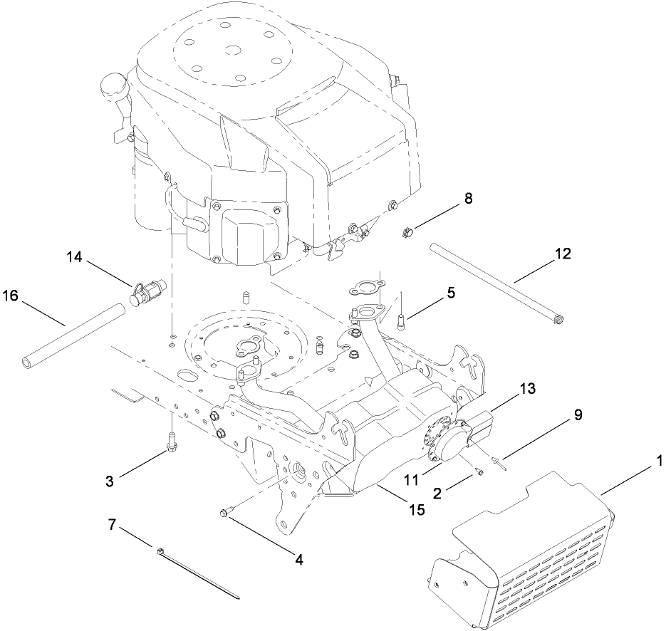 Engine and Muffler Assembly
