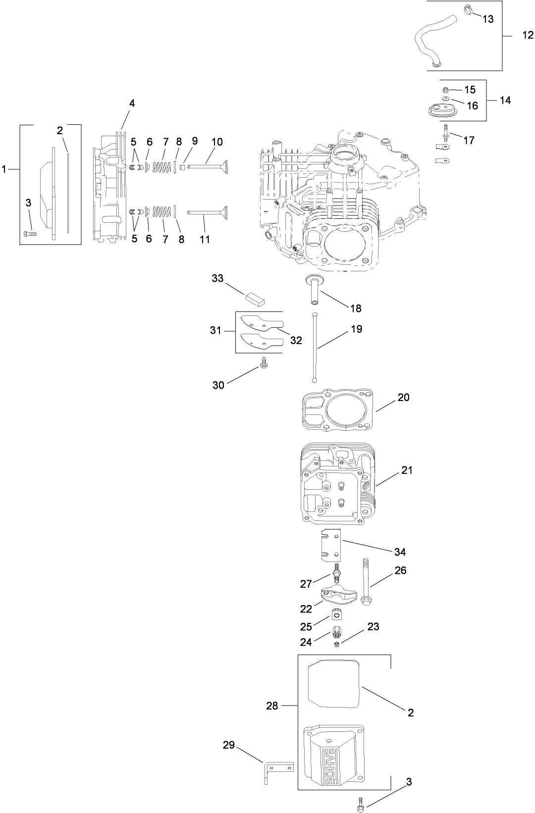 Head, Valve and Breather Assembly  Kohler SV715-0016