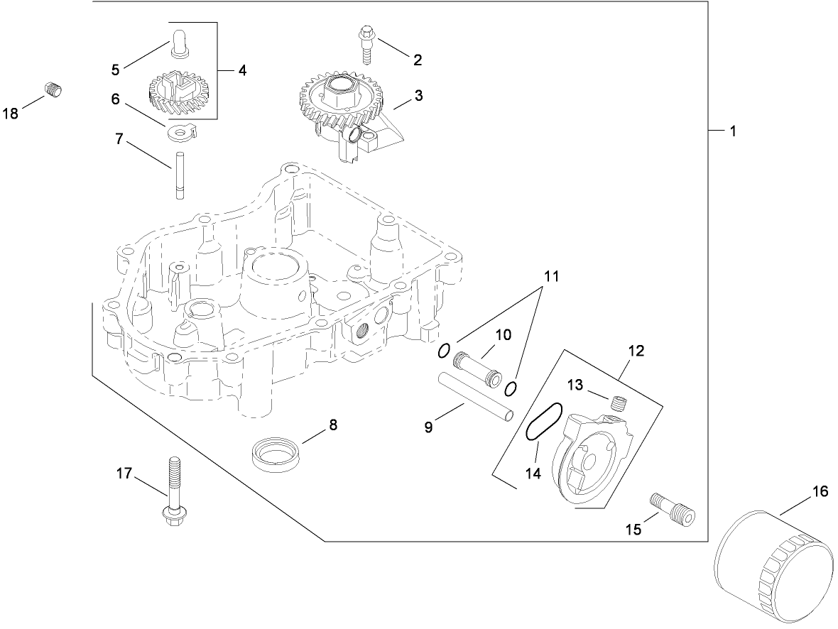 Oil Pan and Lubrication Assembly  Kohler SV715-0016