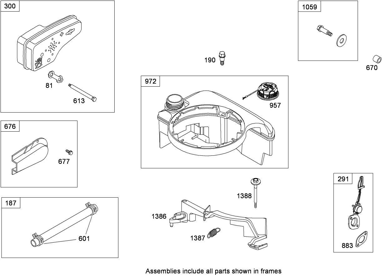 Muffler and Fuel Tank Assembly  Briggs and Stratton 126T02-0216-B1