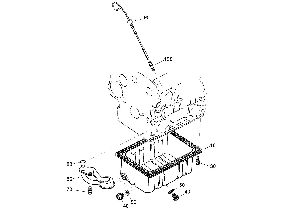 Dipstick, Guide and Oil Pan Assembly