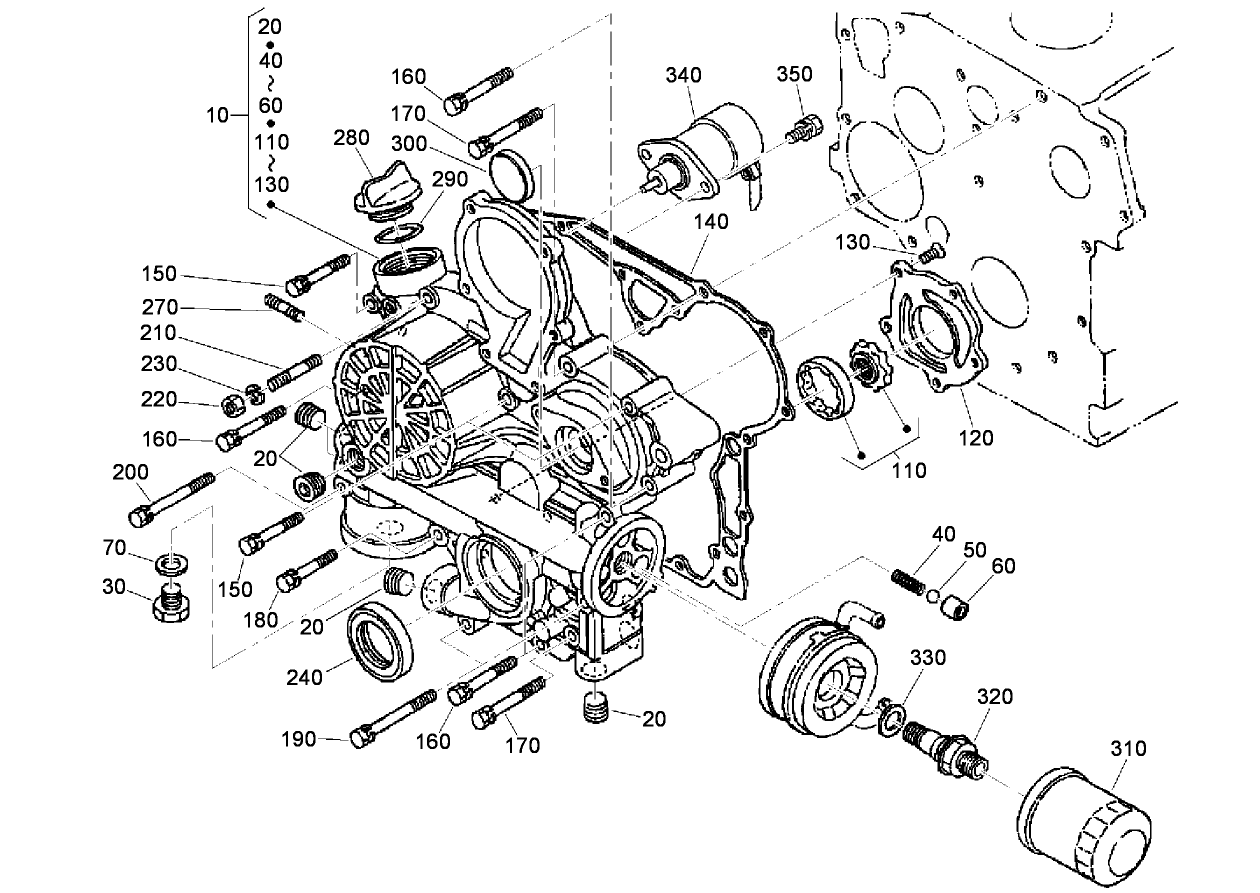 Gear Case and Oil Filter Cartridge Assembly