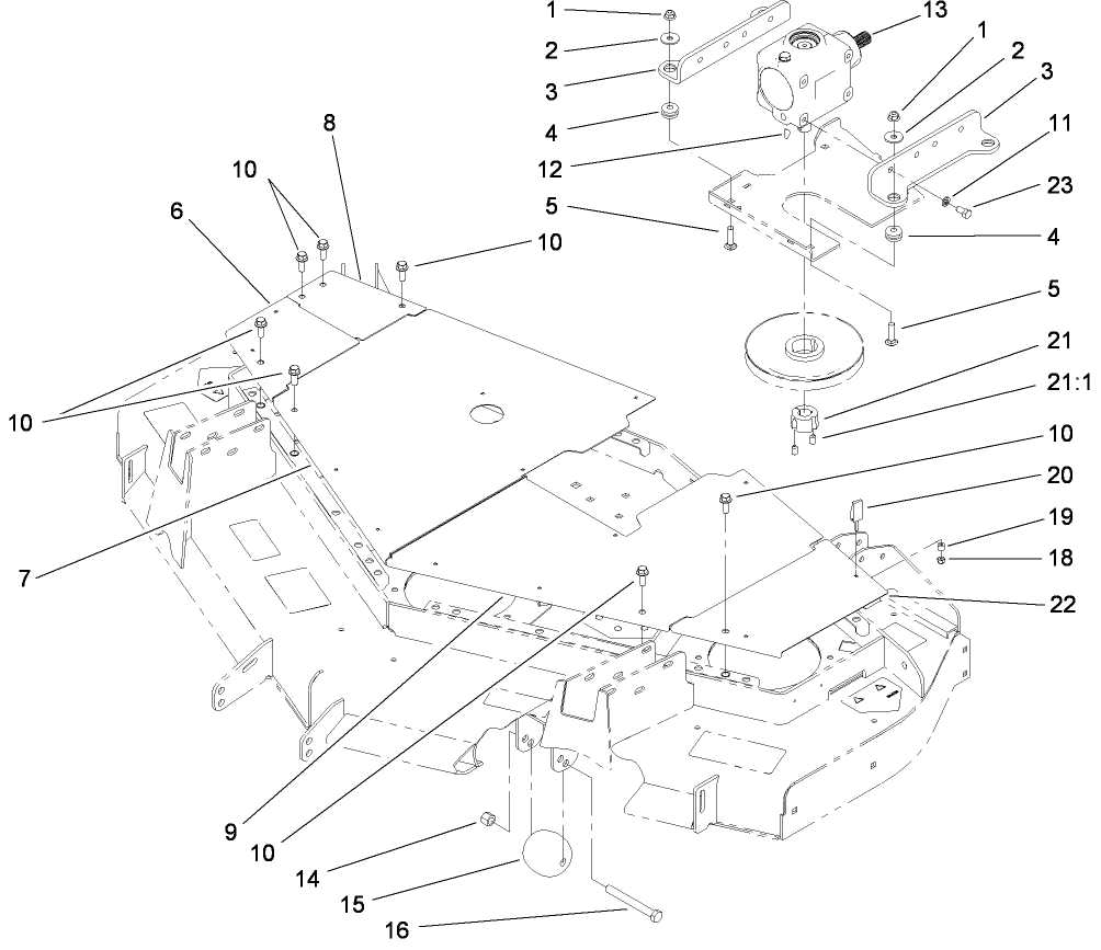 Deck Cover and Gearbox Assembly