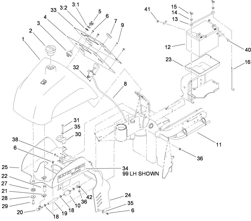 Fuel Tank and Battery Assembly
