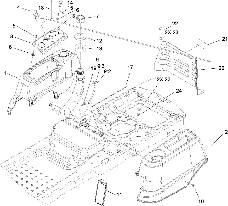 Styling and Fuel System Assembly
